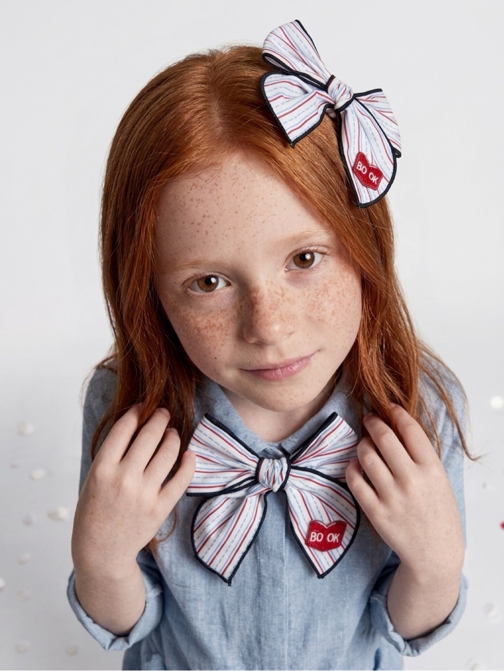 Kids Back to School Notebook Paper Hair Bow with Red Book Patch